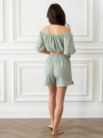 Off-Shoulder Cropped Top and Shorts Set