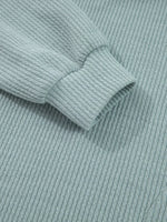 Ribbed Drop Shoulder Knit Hoodie