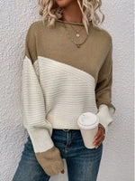 Color Block Ribbed Knit Sweater