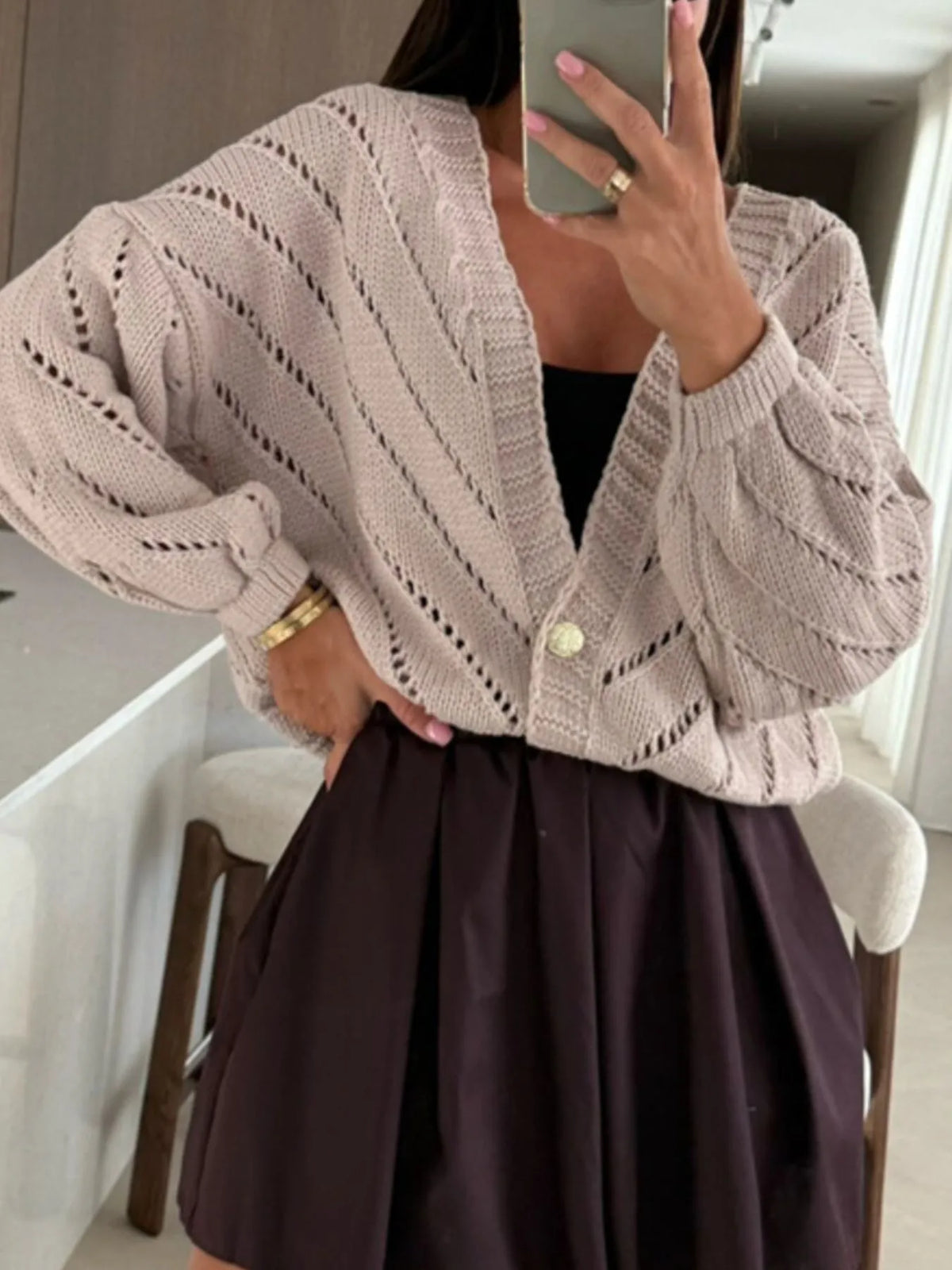 Openwork Long Sleeve Cardigan