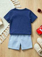 Children's Embroidered Round Neck Tee and Shorts Set