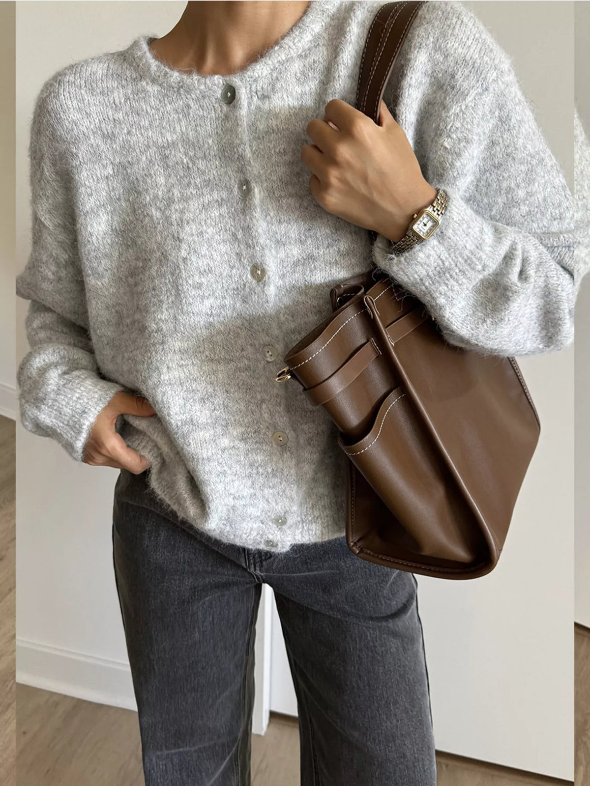 Button Up Long Sleeve Cardigan