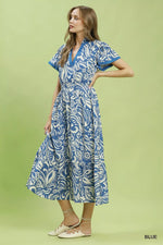 Umgee Paisley Print Midi Dress with Side Pockets