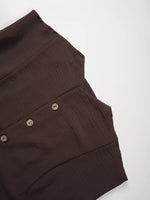 Button-Down Vest & Wide Leg Pants Set
