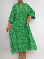 Printed Button Front Midi Dress