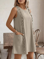 Frill Sleeveless Round Neck Dress