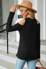 Round Neck Cold Shoulder T-Shirt