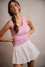 SO ME Denim Bubble Skort With Smocked Back