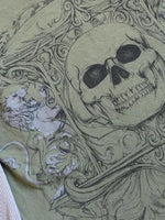 Skull Round Neck Long Sleeve Fake Two Pieces T-Shirt