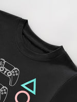 Children's Gaming Controller Graphic Round Neck T-Shirt