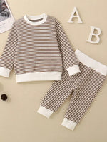 Children's Striped Long Sleeve Top and Pants Set