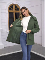 Full Size Zip Up Hooded Parka Outerwear Plus Size
