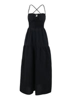 Tiered Lace Up Spaghetti Straps Maxi Dress
