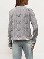 Hollow-Out Knit Button-Down Cardigan