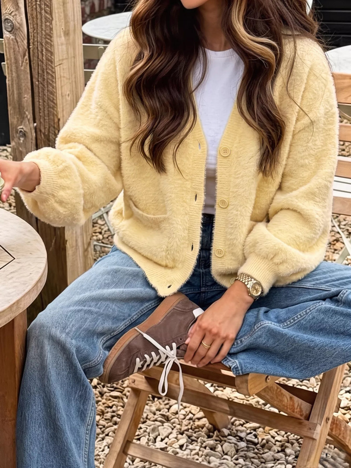 Button Up V-Neck Cardigan