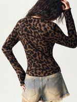 Leopard Print Button-Down Top