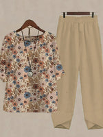 Printed Half Sleeve Top and Pants Set