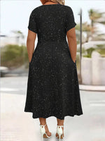 Full Size Glitter Flutter Sleeve Midi Dress Plus Size