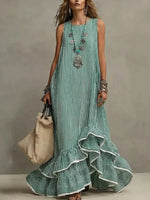 Striped Ruffle Hem Maxi Dress