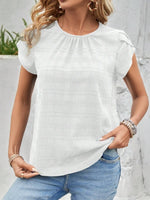 Round Neck Petal Sleeve Top