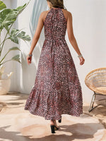Butterfly Leopard Grecian Neck Maxi Dress