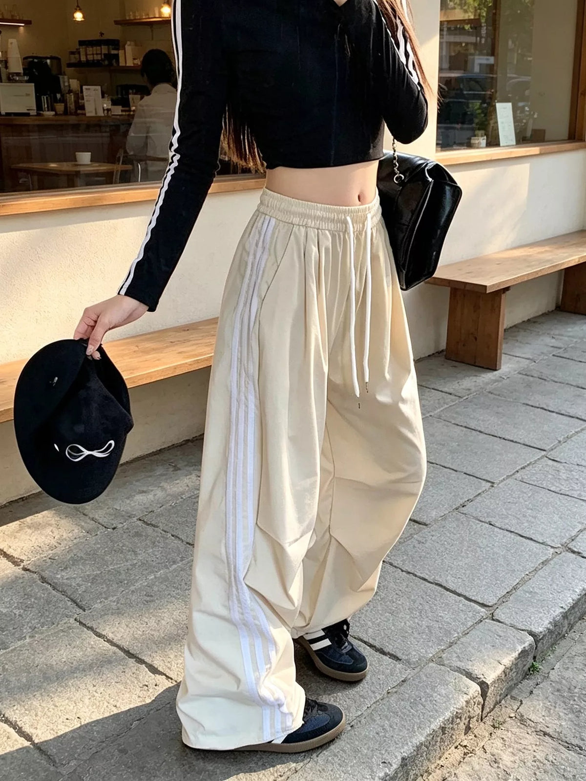 Wide-Leg Casual Pants with Drawstring