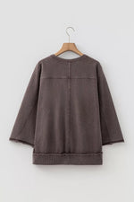 3/4 Sleeve Mineral Wash Loose Cotton Top