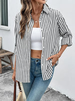 Striped Oversized Button-Up Shirt