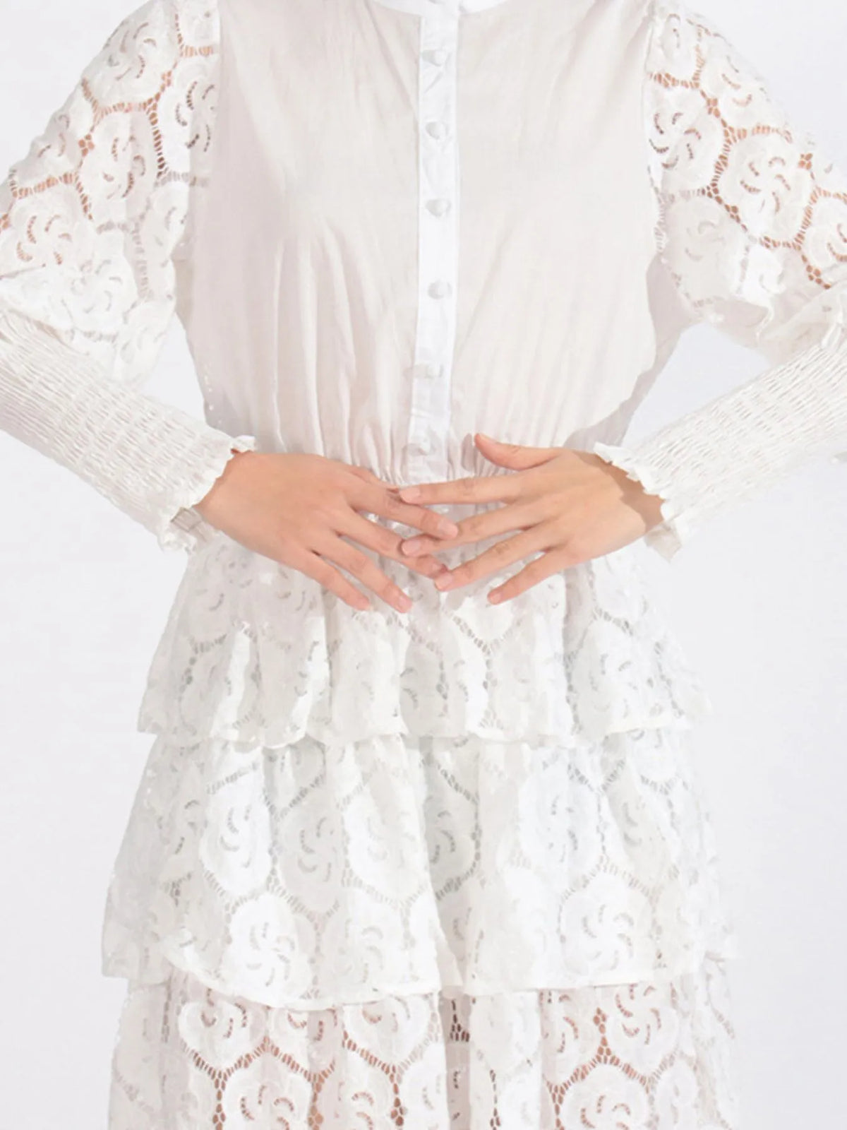 Full Size Lace Layered Long Sleeve Dress Plus Size