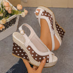 Polka Dot Peep Toe Wedge Sandals