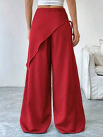 Wrap-Front Wide-Leg Pants