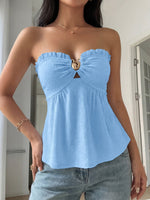 Frill Tube Top with Buckle Detail