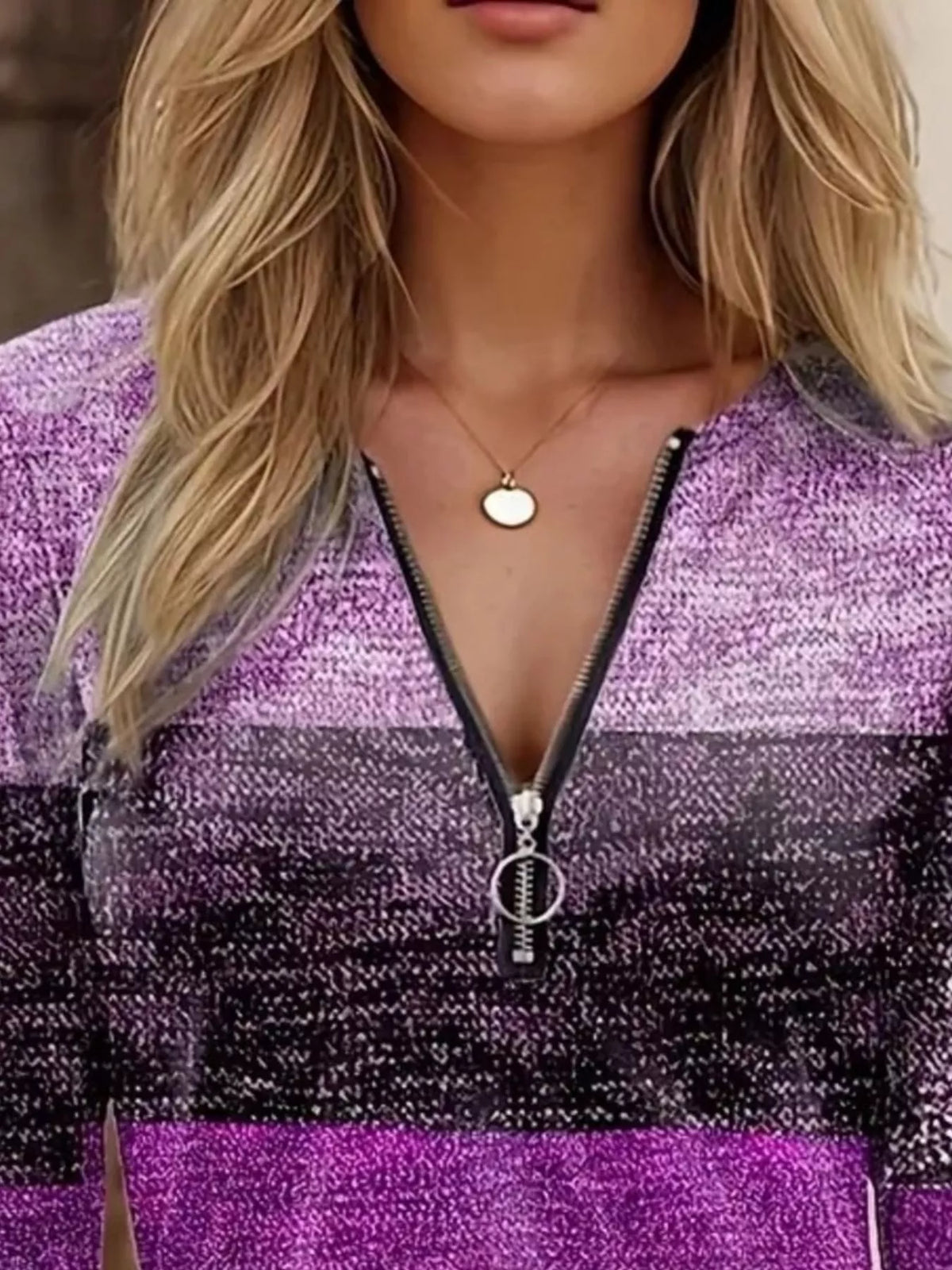 Quarter Zip Color Block Top