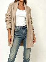 Full Size Open-Front Cardigan with Pockets Plus Size