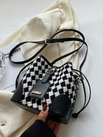 Checkerboard Pattern Bucket Crossbody Bag