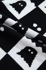 Halloween Ghost Pattern Checkerboard Sweater