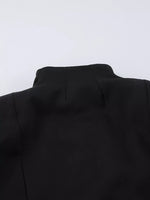 Elegant Stand Collar Blazer and Mini Skirt Set
