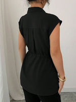 Drawstring Waist Cap Sleeve Shirt