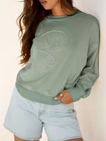 Raw Edge Flower Patch Drop Shoulder Casual Top