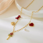 18K Gold-Plated Alloy Chain Necklace with Pendant