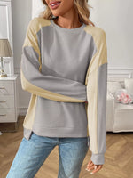 Color Block Waffle Knit Long Sleeve T-Shirt