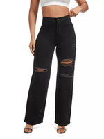Distressed Wide-Leg Jeans