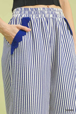 Umgee Stripe Scallop Hem Wide Leg Pants