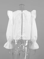 Ruffle Trim Long Sleeve Blouse