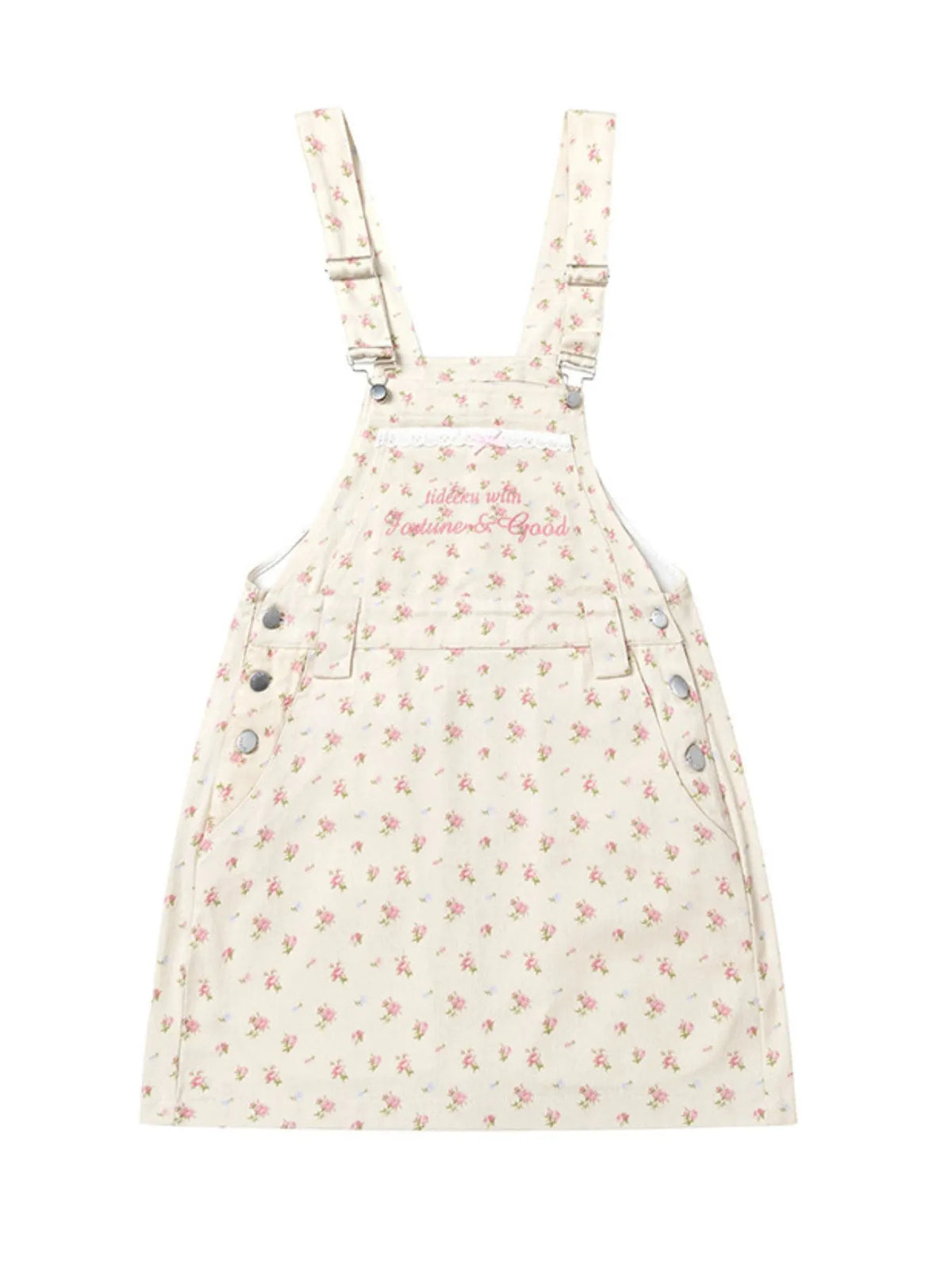 Floral Print Square Neck Overall Dress