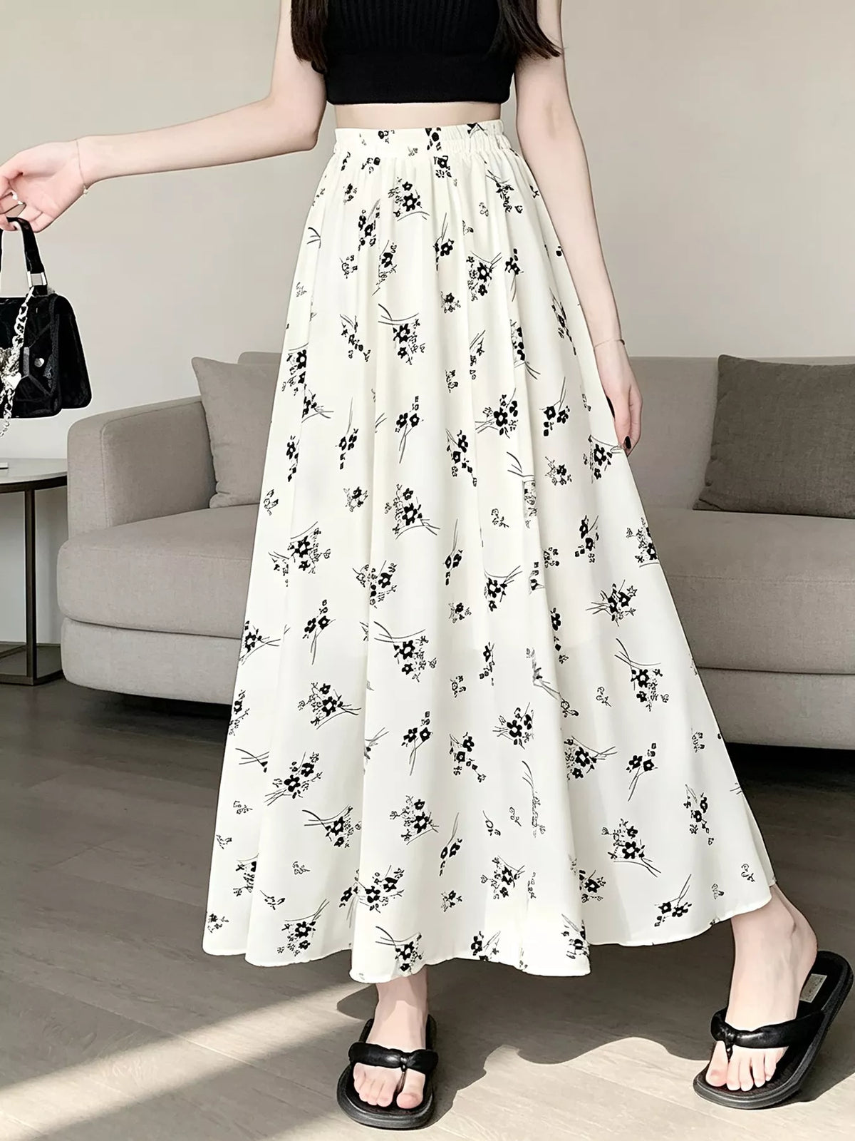Floral Print A-Line Skirt