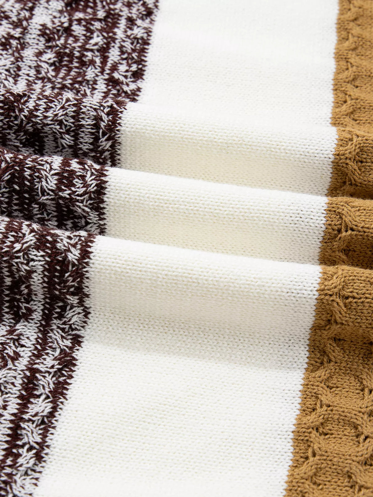 Mixed Texture Knit Striped Color Block Loose Sweater