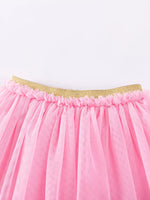 Children's Rainbow Ruffle Sleeve Top and Tulle Skirt Set