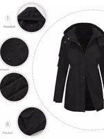 Full Size Hooded Mid-Length Windproof Outerwear Plus Size