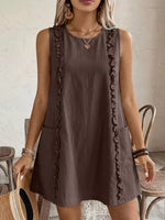 Frill Sleeveless Round Neck Dress